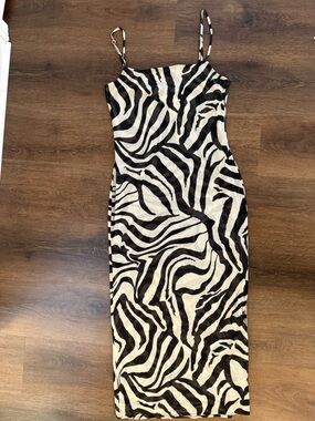 RESA Black and White Zebra Print Slip Dress